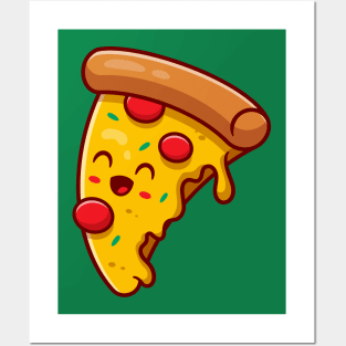 Cute Pizza Cartoon Illustration Posters and Art